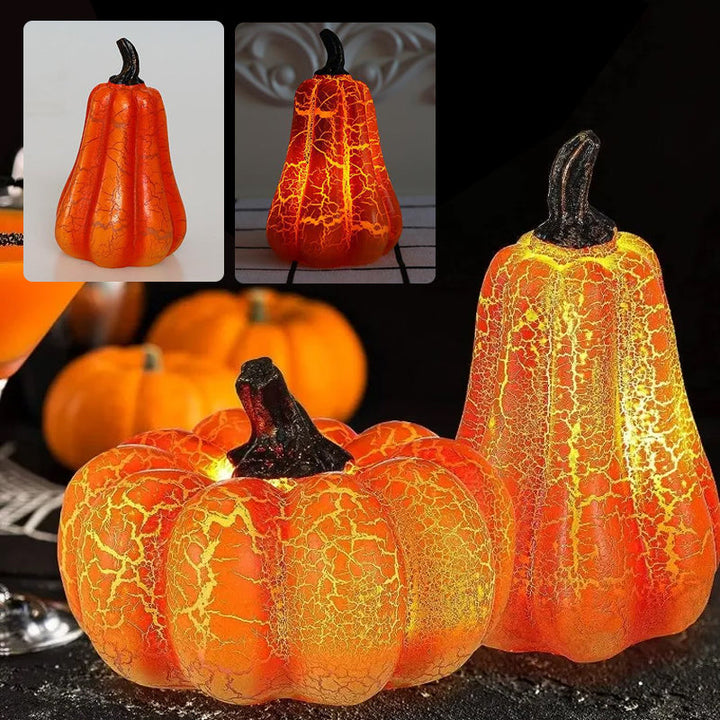 "Elegant Halloween Pumpalykta i resin, batteridriven, med klassiska element för unik spöklik hemmadekor."