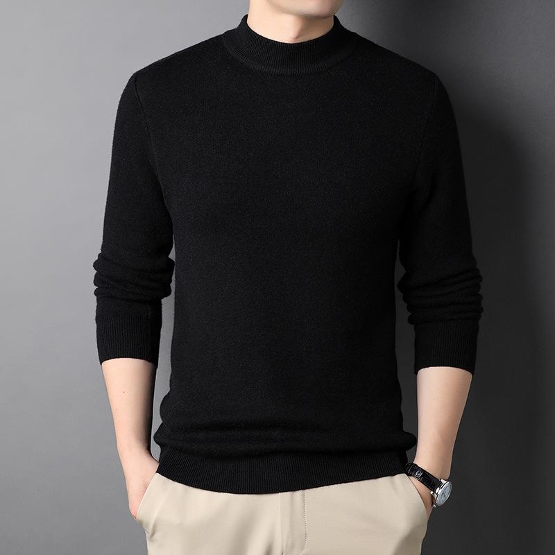 "Elegant halv polotröja i fleece för män, tjock och varm, finns i marinblå, beige, vinröd, svart, mörkgrön, ljusgrå."