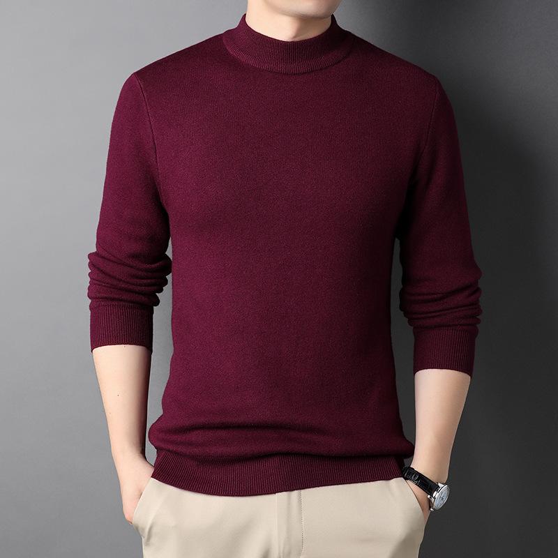 "Elegant halv polotröja i fleece för män, tjock och varm, finns i marinblå, beige, vinröd, svart, mörkgrön, ljusgrå."