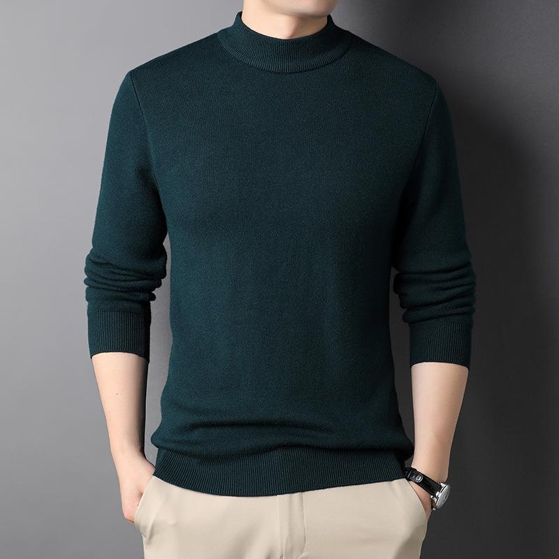 "Elegant halv polotröja i fleece för män, tjock och varm, finns i marinblå, beige, vinröd, svart, mörkgrön, ljusgrå."