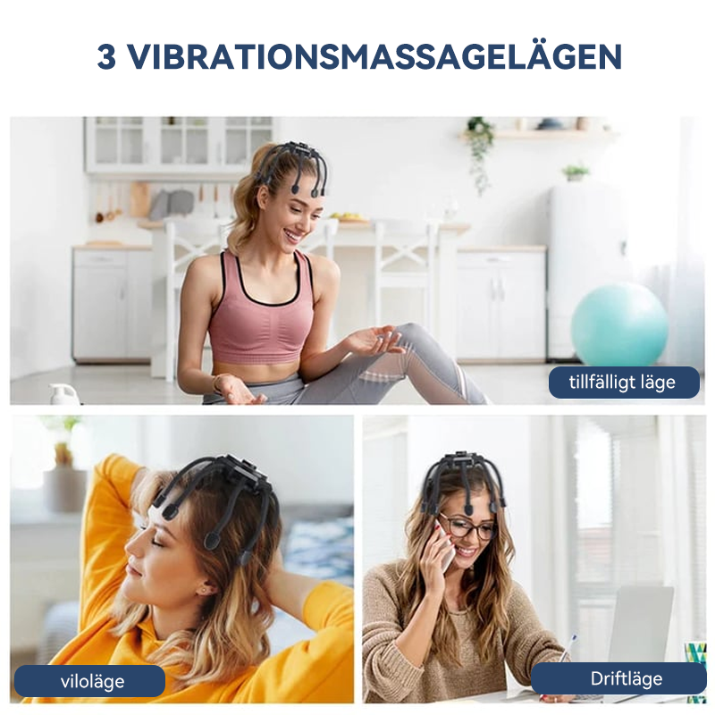 "Elegant hårbottenmassageapparat med åtta massagekontakter, perfekt för stresslindring och avslappning."