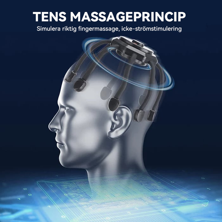 "Elegant hårbottenmassageapparat med åtta massagekontakter, perfekt för stresslindring och avslappning."