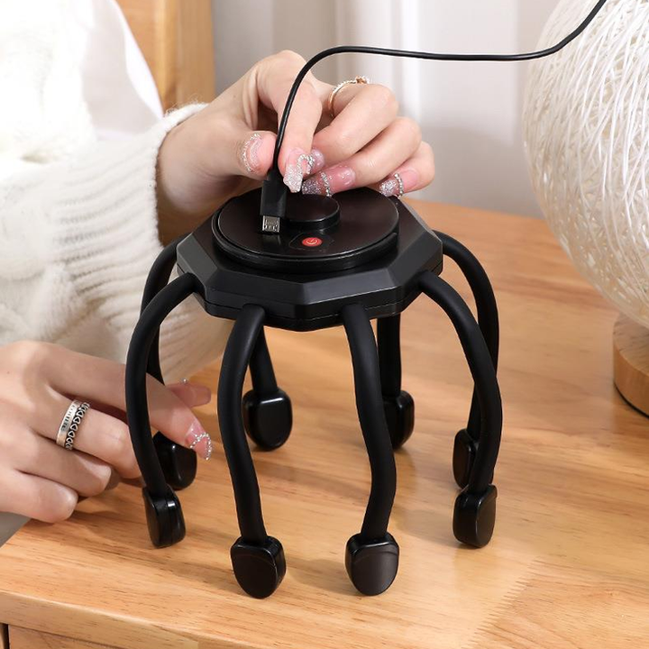"Elegant hårbottenmassageapparat med åtta massagekontakter, perfekt för stresslindring och avslappning."