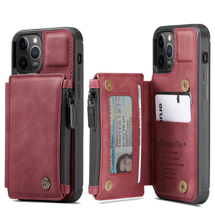 "Elegant herr flip fodral i svart PU-läder med korthållare, telefonstativ, skyddar telefon, sofistikerad design"