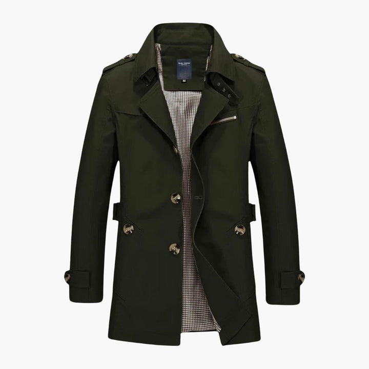Mångsidig herr trenchcoat i klassisk stil. Ett elegant ytterplagg som kombinerar mode med funktion.