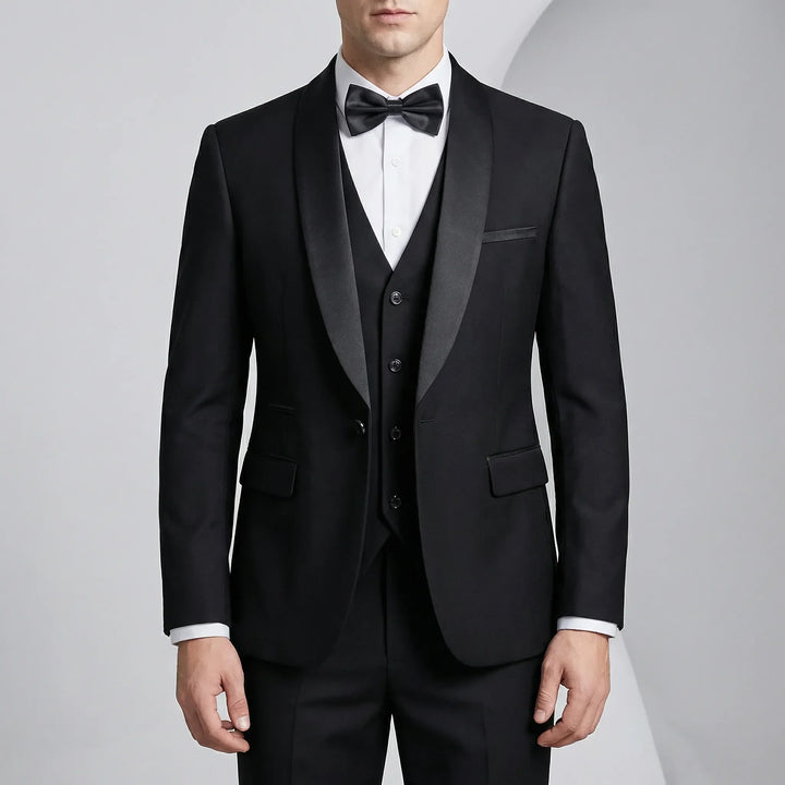 Herrkostyms kavaj med slim-fit design. Formell elegans för business och fest, framhäver den moderna passformen.