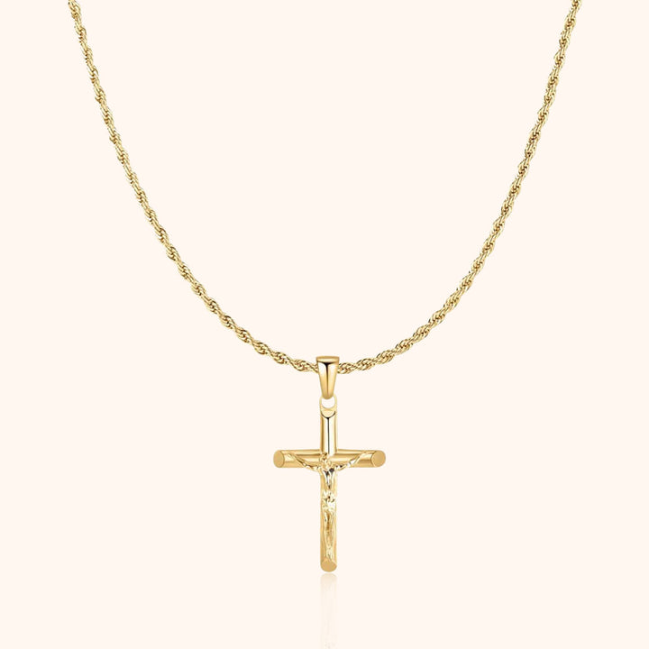 Symboliskt herrhalsband med kors för män, representerar tro och styrka, idealisk som present.