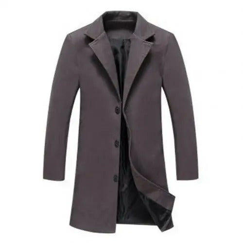 Safirblå herrkappa, modern design. Varm vinterjacka för en sofistikerad och elegant stil.