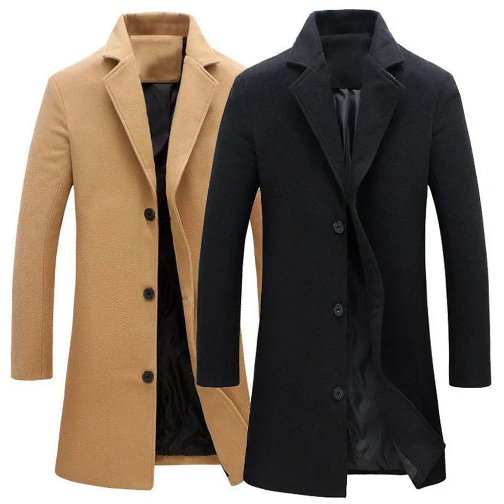 Varm och elegant herrkappa, stilfull vinterjacka. Klassisk modern design för höst & vinter.