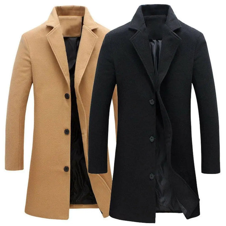 Varm och elegant herrkappa, stilfull vinterjacka. Klassisk modern design för höst & vinter.