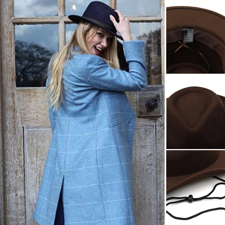 "Elegant herrläderhatt med justerbart spänne i stilren design, perfekt för den modeintresserade mannen"