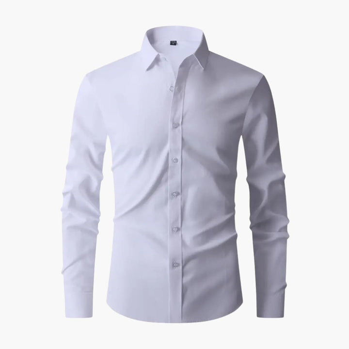 Elegant herrskjorta med krage och lång ärm för en stilren look. Perfekt för business & formella tillfällen.