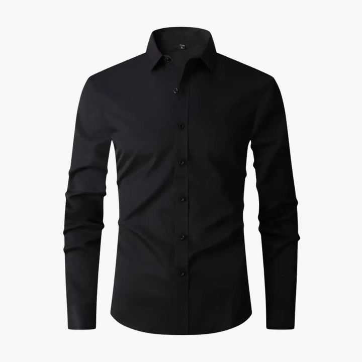 Klassisk långärmad herrskjorta med knäppning och krage. Mjukt tyg för bekväm och stilren vardags- & businessmode.