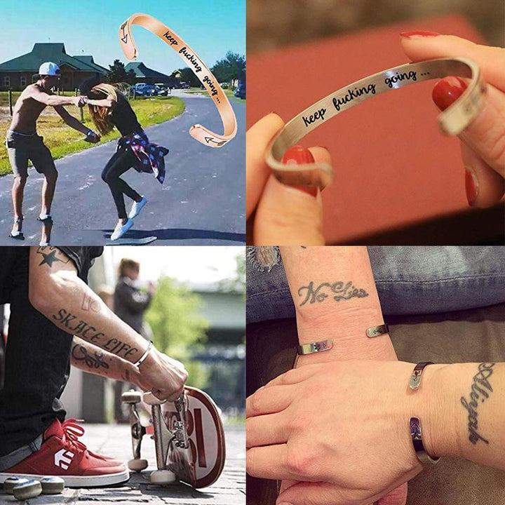 "Elegant Hope manschettarmband för kvinnor, justerbart och gravyr, inspirerande design i rostfritt stål."