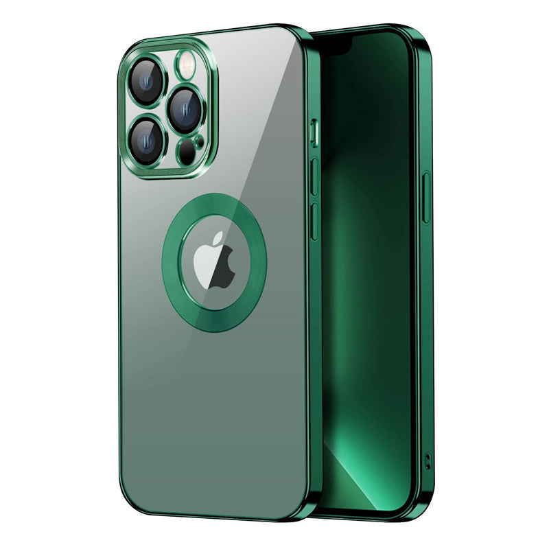 "Elegant iPhone-skal med metallring, elektropaterad ram för lyxigt utseende, säker och stilfull funktionalitet"