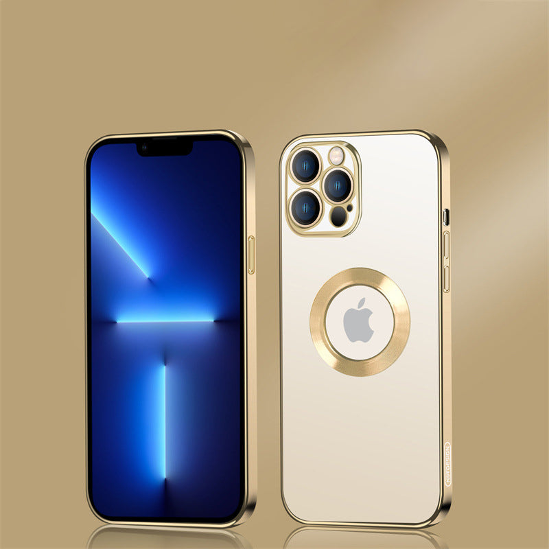 "Elegant iPhone-skal med metallring, elektropaterad ram för lyxigt utseende, säker och stilfull funktionalitet"