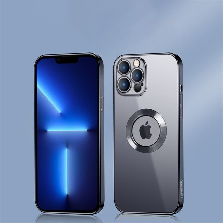 "Elegant iPhone-skal med metallring, elektropaterad ram för lyxigt utseende, säker och stilfull funktionalitet"