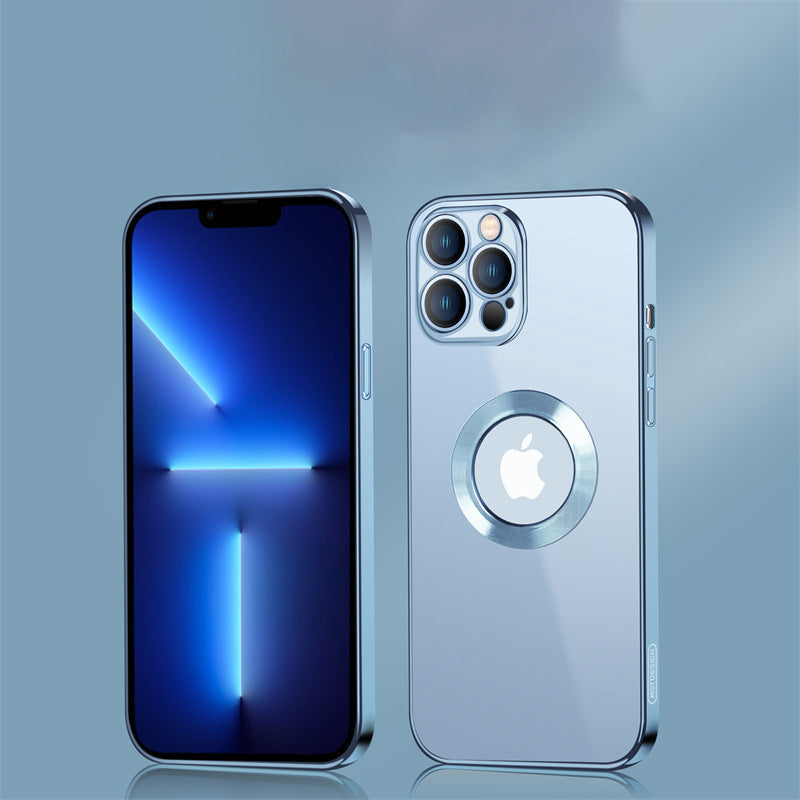 "Elegant iPhone-skal med metallring, elektropaterad ram för lyxigt utseende, säker och stilfull funktionalitet"