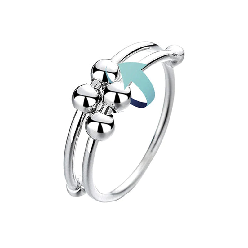 "Elegant justerbar ångestring med 4 roterbara metallpärlor för mindfulness och stresslindring, perfekt för kvinnors accessoar