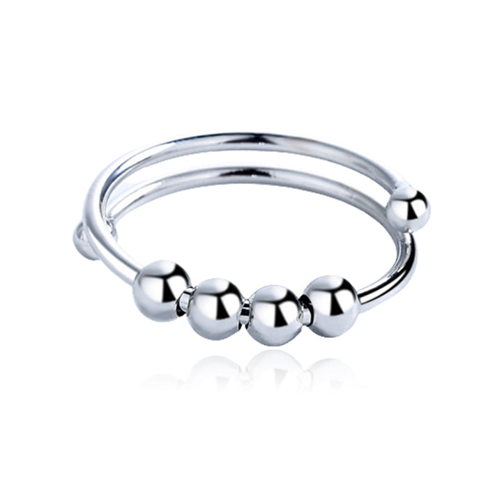 "Elegant justerbar ångestring med 4 roterbara metallpärlor för mindfulness och stresslindring, perfekt för kvinnors accessoar