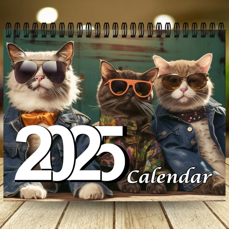 Elegant katt i haute couture outfit från 2025 Mode Kattkalender; perfekt för kattälskare som värdesätter stil.