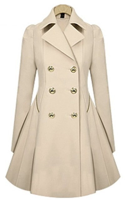 Elegant klassisk beige trenchcoat för kvinnor med skärp, dubbelknäppt design för tidlös stil.
