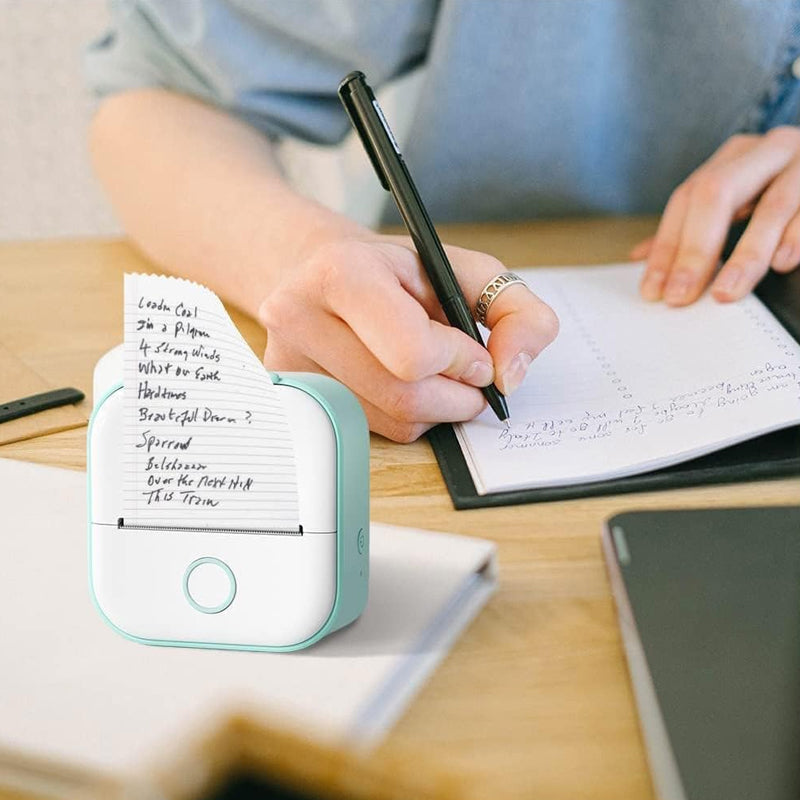 "Elegant, kompakt mini bärbar Bluetooth-skrivare för studenter, vit färg, idealisk för organisering och produktivitet."