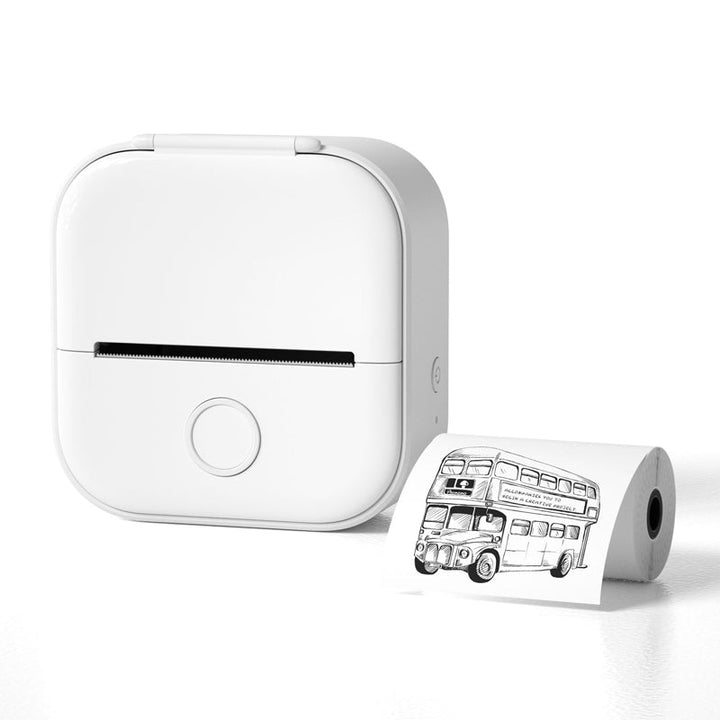 "Elegant, kompakt mini bärbar Bluetooth-skrivare för studenter, vit färg, idealisk för organisering och produktivitet."