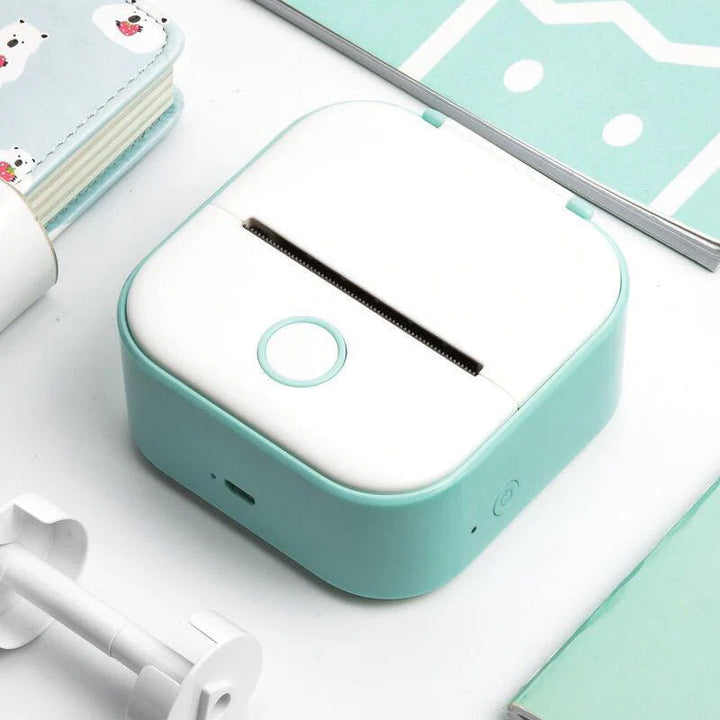 "Elegant, kompakt mini bärbar Bluetooth-skrivare för studenter, vit färg, idealisk för organisering och produktivitet."