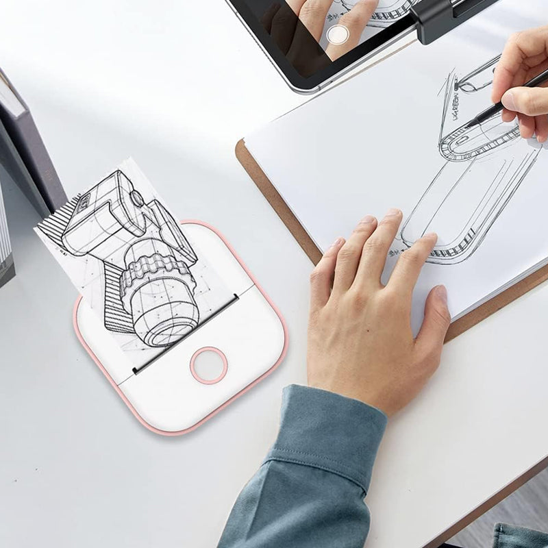 "Elegant, kompakt mini bärbar Bluetooth-skrivare för studenter, vit färg, idealisk för organisering och produktivitet."