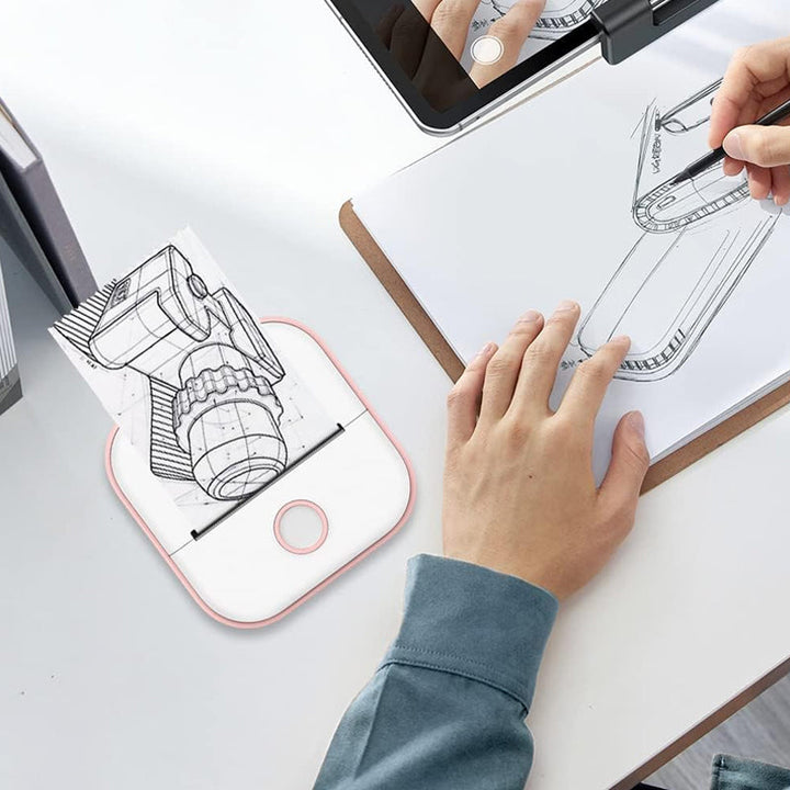 "Elegant, kompakt mini bärbar Bluetooth-skrivare för studenter, vit färg, idealisk för organisering och produktivitet."