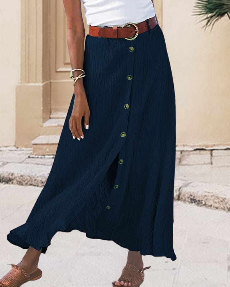 Maxilång damkjol med elegant design, bekväm och tidlös för en sofistikerad look.