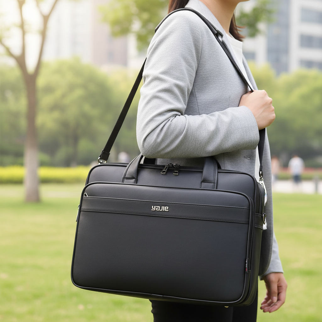 Elegant laptopväska för arbete och resor. Skyddande datorväska med axelrem, perfekt för pendling.