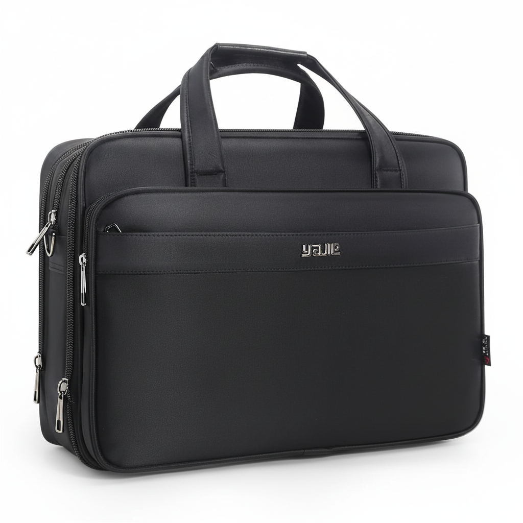 Svart, elegant pendlarväska/datorväska med robust design. Idealisk för daglig användning på kontoret.
