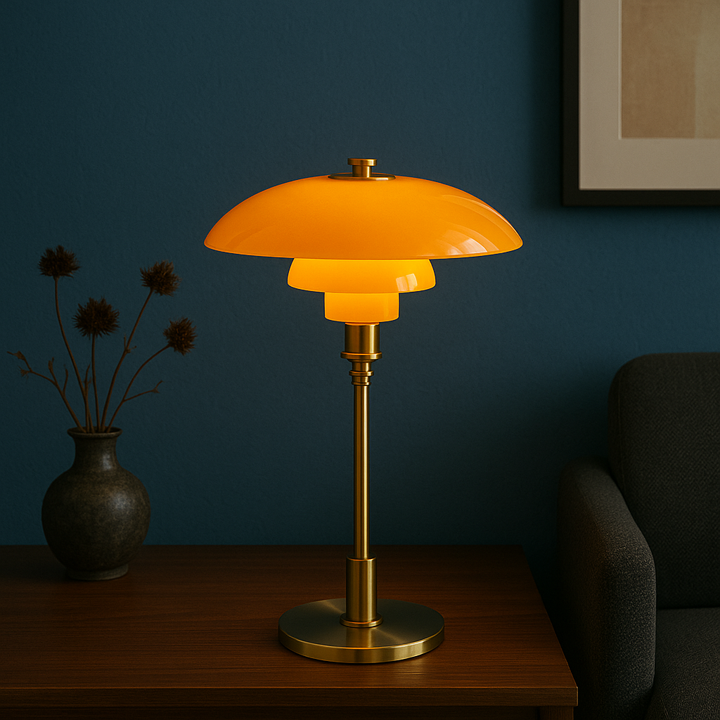 Nordisk design bordslampa LED i vit/svart med glaskupa. Ger mjukt, behagligt sken i vardagsrummet.