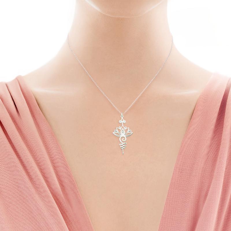 "Elegant lotusblomma halsband för kvinnor, hängande design i gyllene, silver och roséguld med glänsande finish och detaljrike