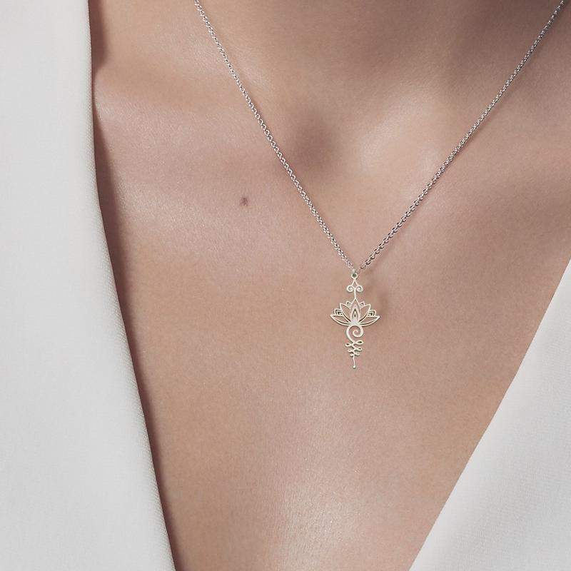 "Elegant lotusblomma halsband för kvinnor, hängande design i gyllene, silver och roséguld med glänsande finish och detaljrike