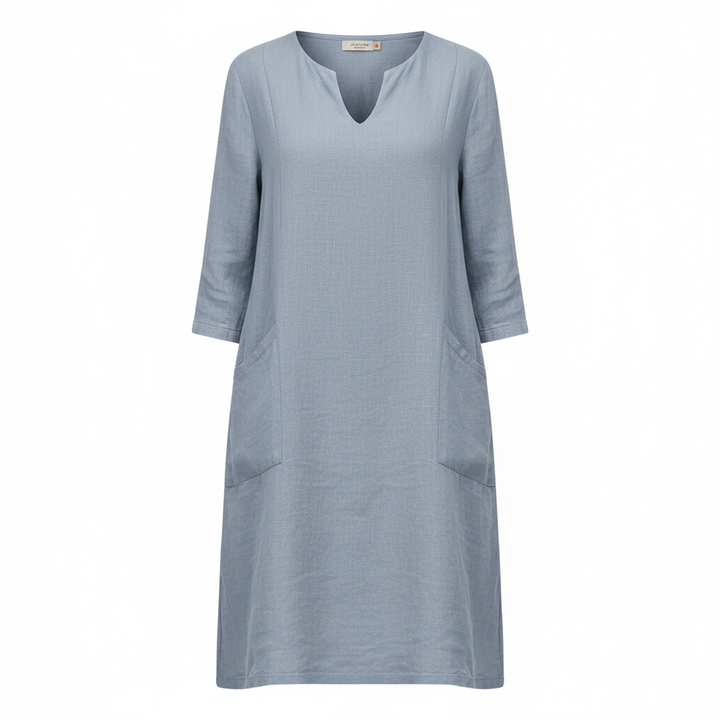 Mångsidig dam sommarklänning. Bekväm och luftig, passar som festklänning eller elegant vardagsklänning.