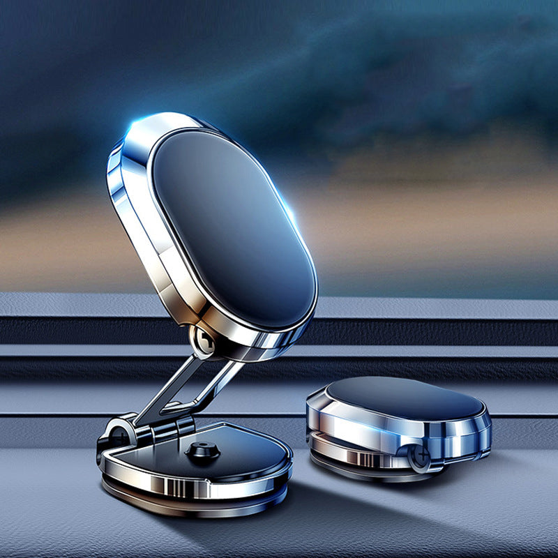 "Elegant magnetisk biltelefonhållare med starkt magnetfäste, 360° rotation, i svart design på bilens instrumentbräda."