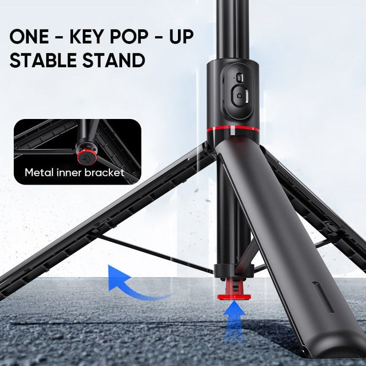 "Elegant magnetiskt Bluetooth selfiestativ, lätt och utdragbar design med fjärrkontroll för flexibel fotografering."
