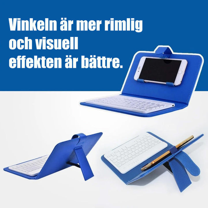 "Elegant mini Bluetooth-tangentbord för iPhone/Android med PU-läderfodral, bärbart och mångfärgat för effektivt skrivande."