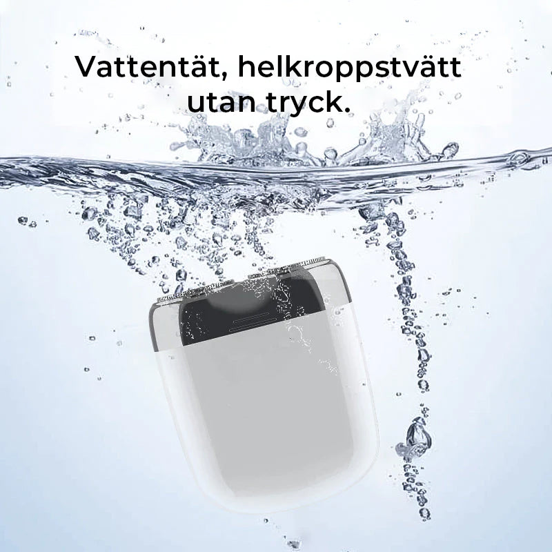 "Elegant mini rakapparat för män, kompakt design, svart färg, dubbel-flytande huvud för smidig rakning, idealisk för resor."