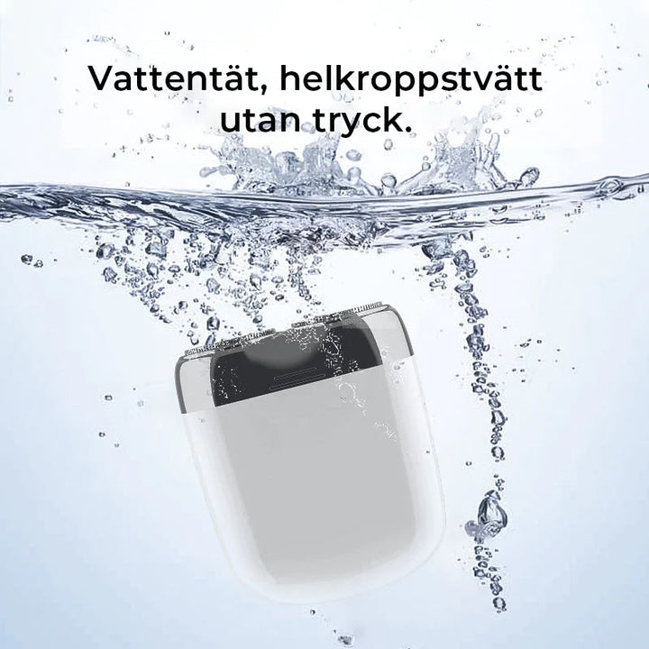 "Elegant mini rakapparat för män, kompakt design, svart färg, dubbel-flytande huvud för smidig rakning, idealisk för resor."
