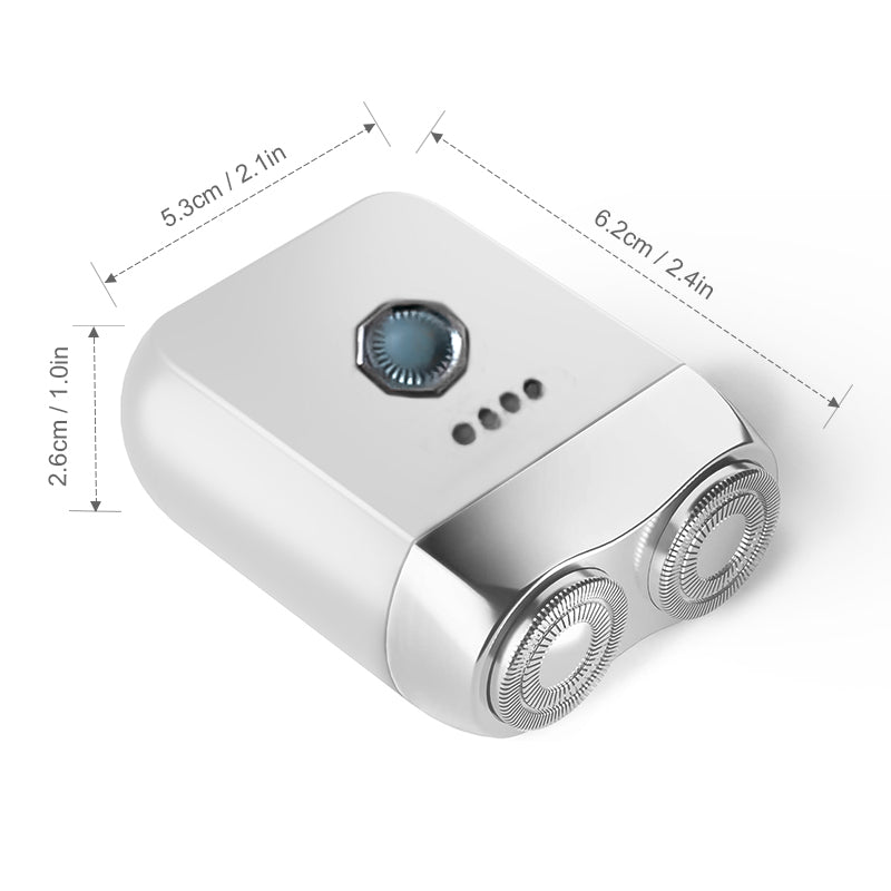 "Elegant mini rakapparat för män, kompakt design, svart färg, dubbel-flytande huvud för smidig rakning, idealisk för resor."