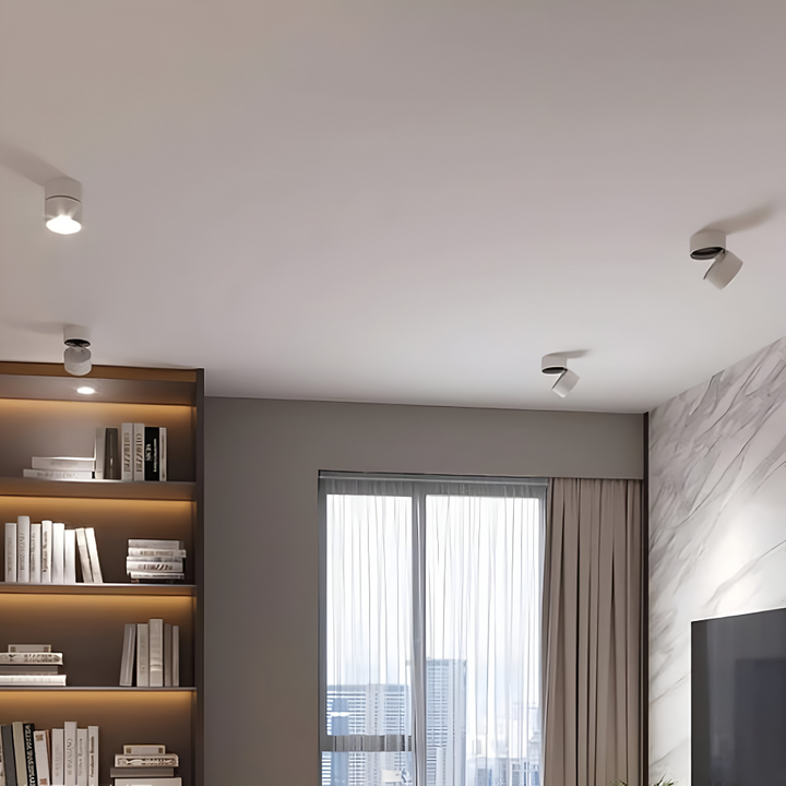 Energieffektiv LED taklampa med spotlights. Elegant design för köksbelysning.