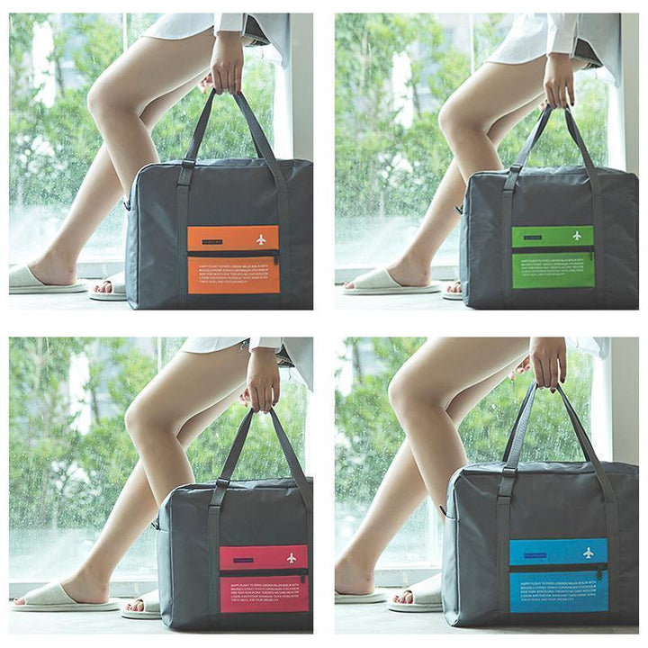 "Elegant, multifunktionell bärbar resväska i vattentåligt nylon. Rymlig, vikbar design, idealisk för alla resor."