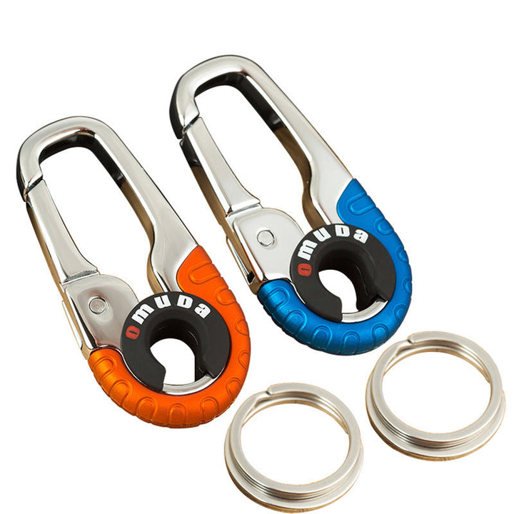 "Elegant nyckelring för män i rostfritt stål, dubbelringdesign, stilren accessoar, perfekt för att organisera nycklar"