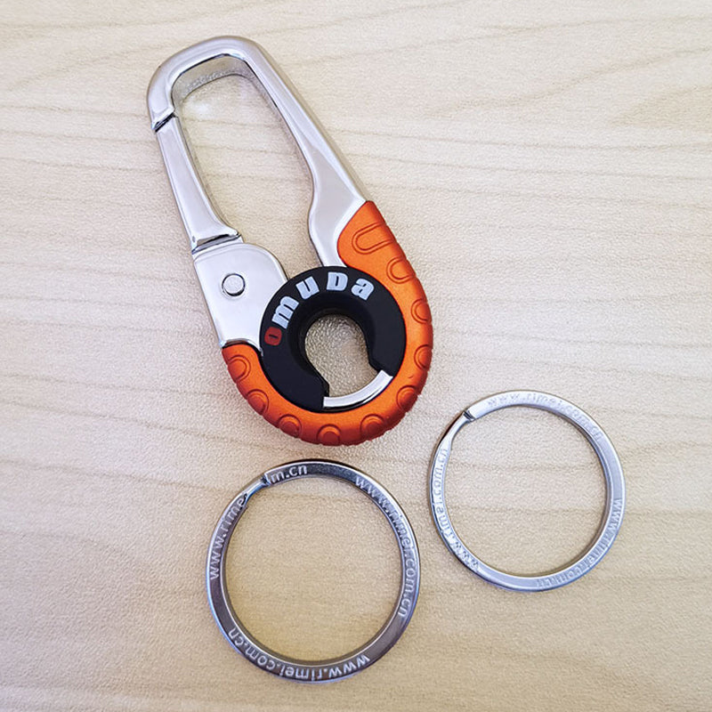 "Elegant nyckelring för män i rostfritt stål, dubbelringdesign, stilren accessoar, perfekt för att organisera nycklar"