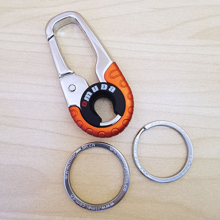 "Elegant nyckelring för män i rostfritt stål, dubbelringdesign, stilren accessoar, perfekt för att organisera nycklar"