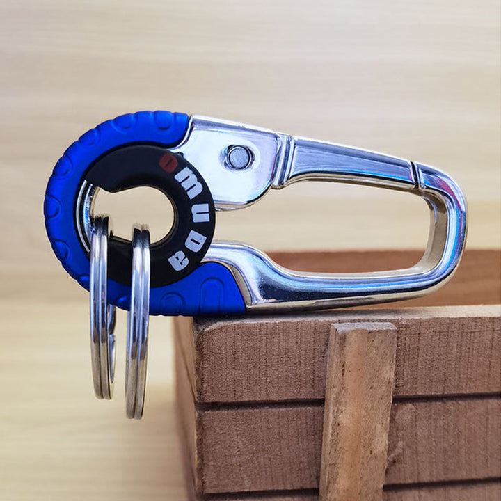 "Elegant nyckelring för män i rostfritt stål, dubbelringdesign, stilren accessoar, perfekt för att organisera nycklar"